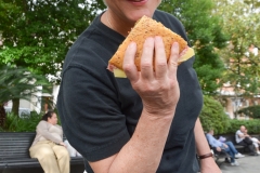 It's a giant sandwich cut into quarters.