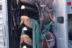 Saddles on a trailer.