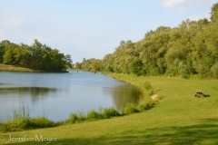 It's a stocked fishing pond, but good for ball fetching, too.