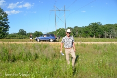 Walking to the easement that borders our land.