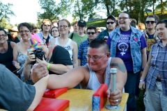 After the rain, there was an arm wrestling championship.