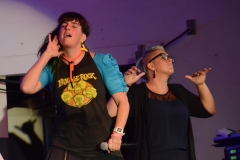 With her interpreter.