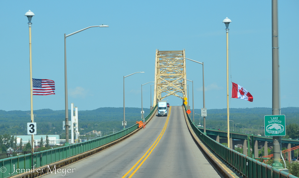 Crossing the bridge into Canada.