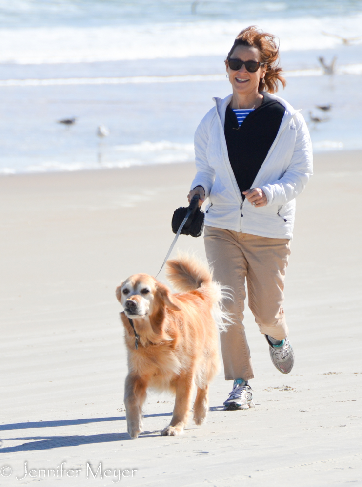 They were both happy to be on the beach.