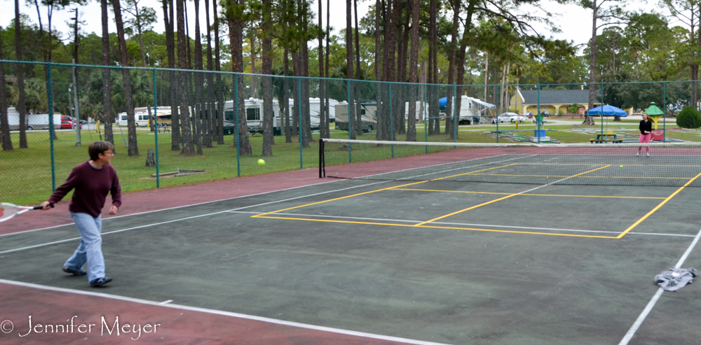Back at the campground, Beth and I played some tennis.