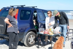 We set up a table and had a picnic.