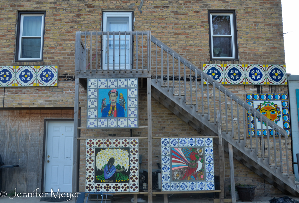 Amazing tile art, especially for an alley.