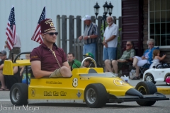 Shriner in a tiny car.