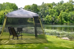 The mosquitos came out at sunset, so we set up our screen tent.