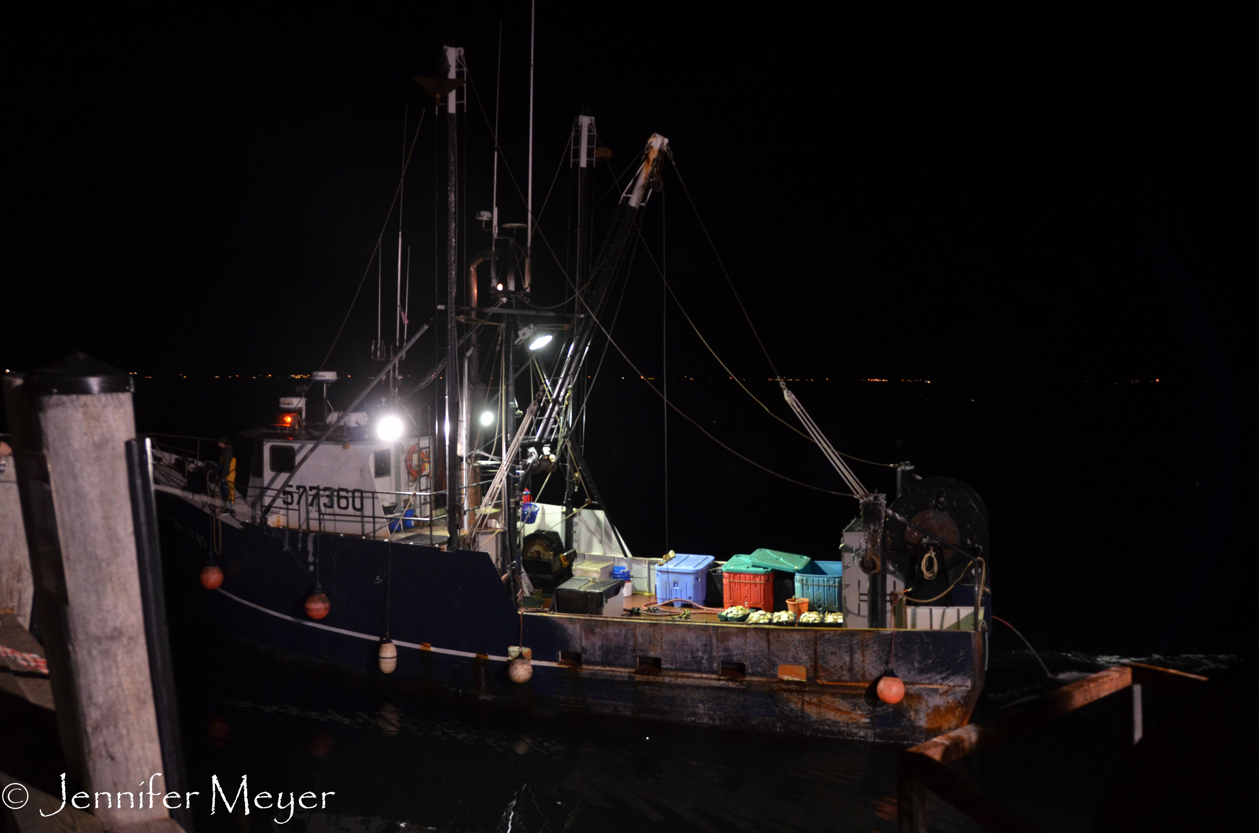 We watched this fishing boat come in.