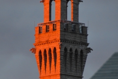 The Pilgrim's Memorial glowed.