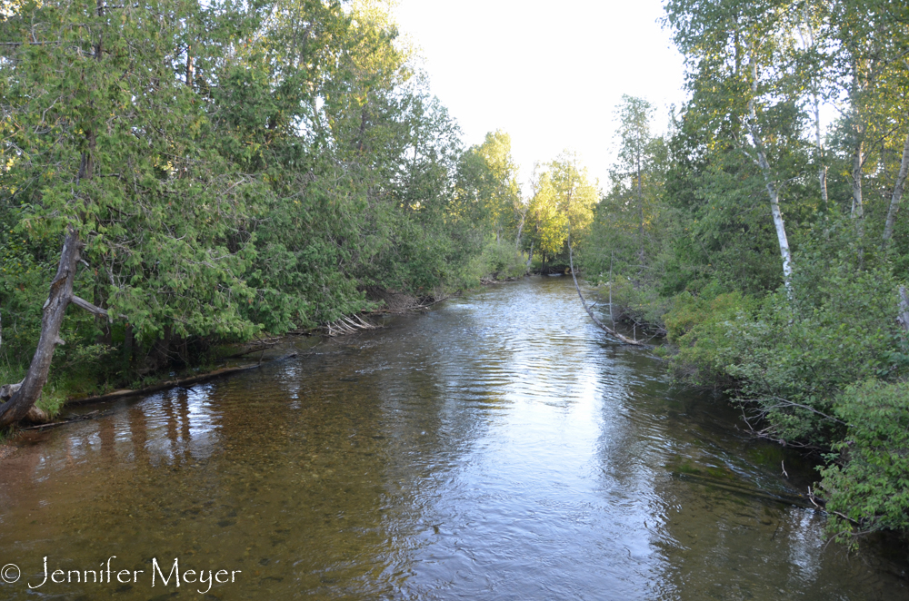 The river looks so peaceful and benign.