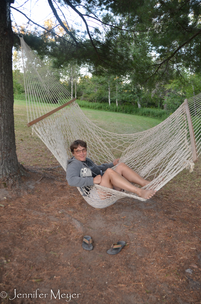 I try out the hammock.