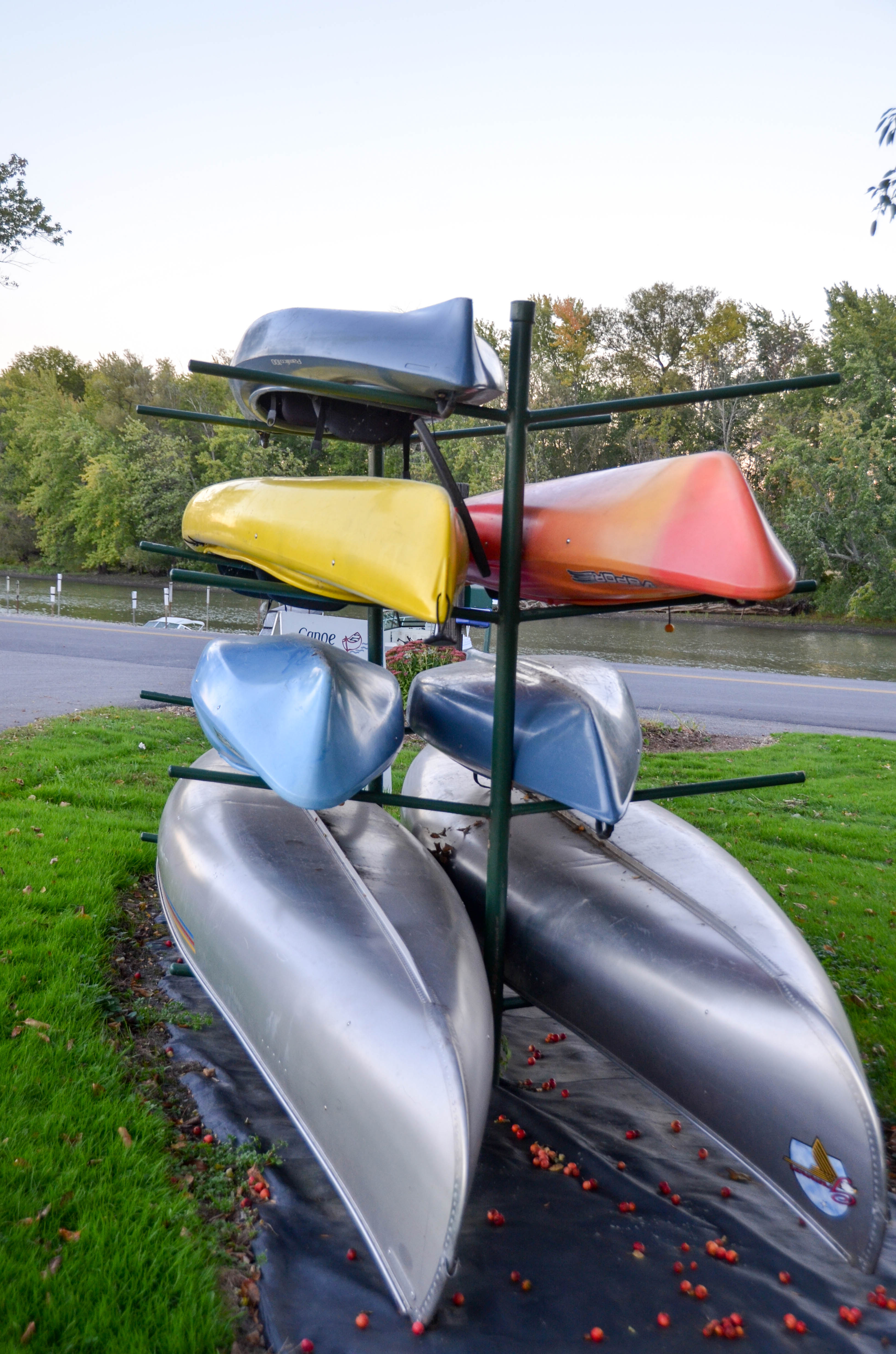 Canoes and kayaks for rent.