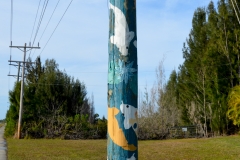 Koi painted on a telephone pole.
