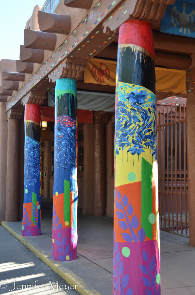 Decorated posts.