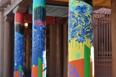 Decorated posts.
