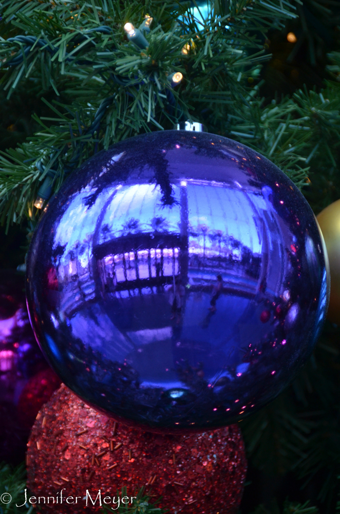 Palm trees in a Christmas ball.