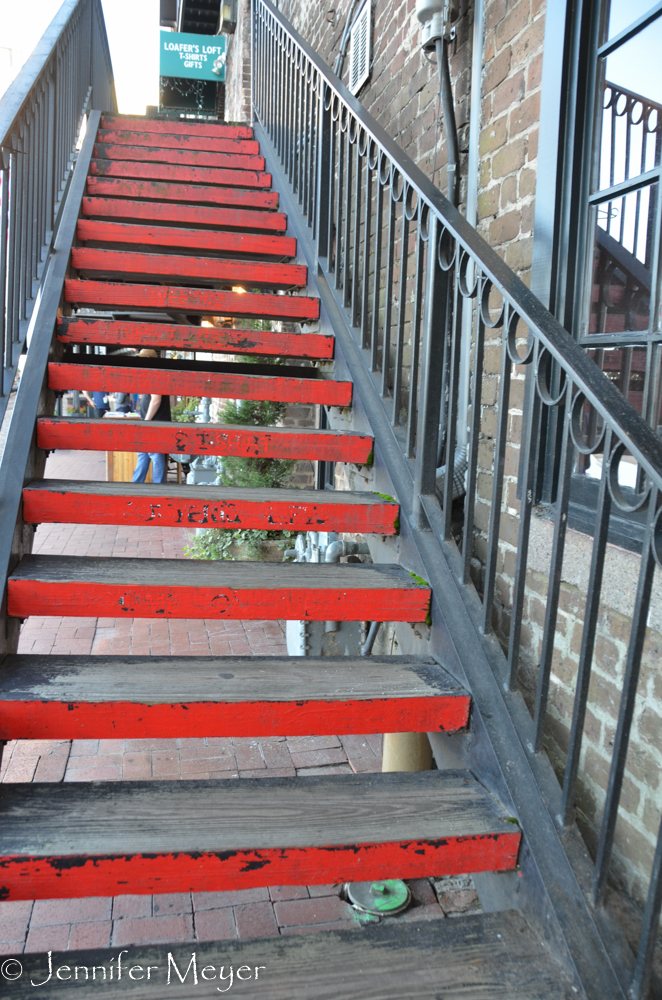 Red steps.