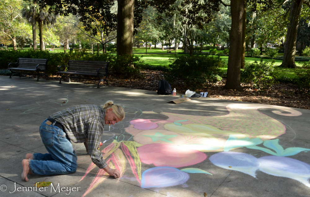 Barefoot artist.