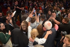 Afterwards, throngs came to get selfies with Bernie.