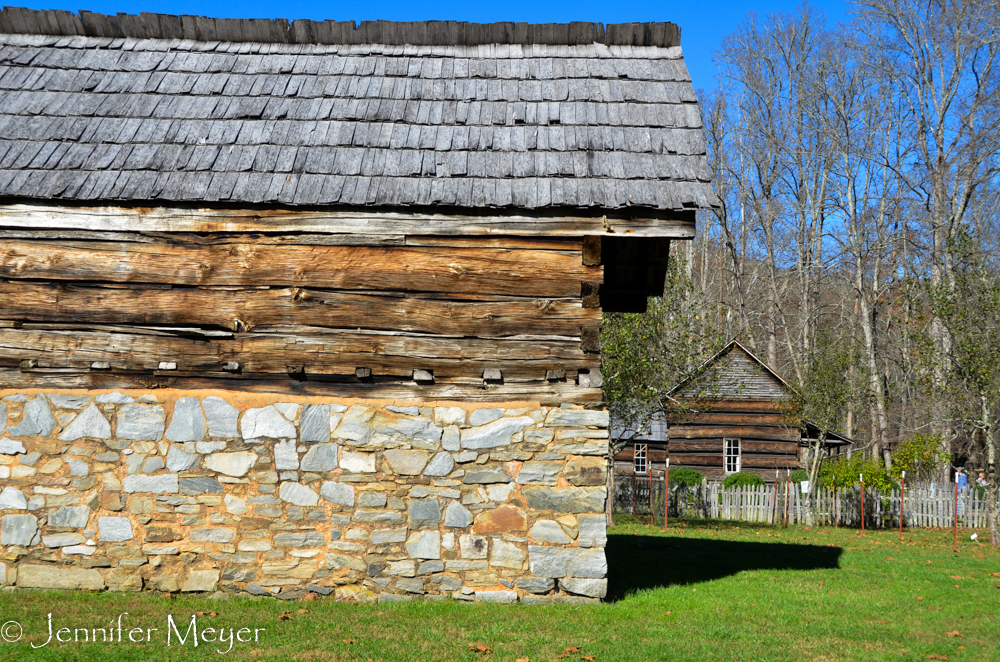 Stone and wood walls.