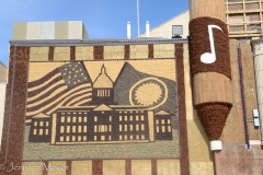 Still murals made of corn.