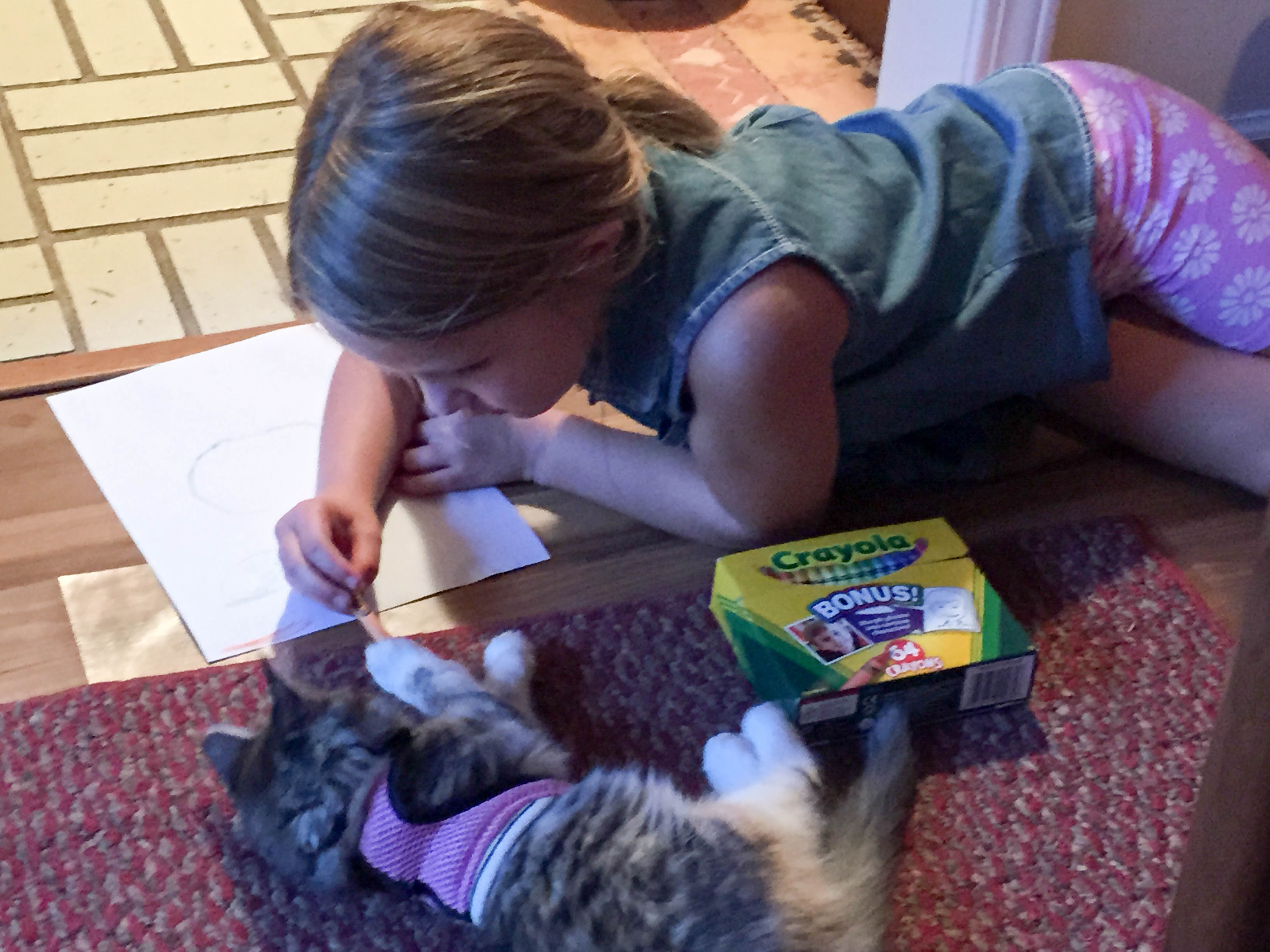 Gypsy helps Lanie draw.