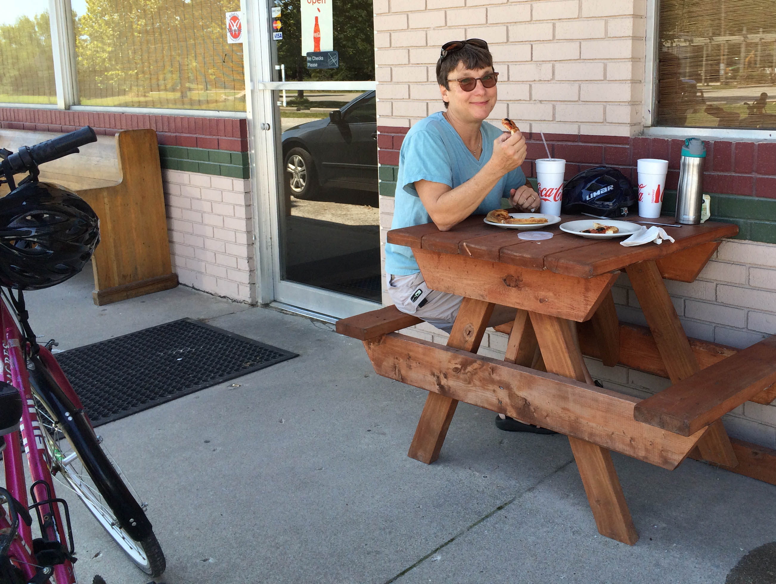 We had pizza for lunch before going back.