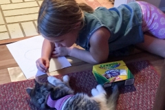 Gypsy helps Lanie draw.