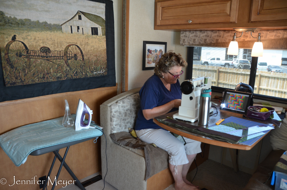 While I worked, Kate did sewing projects.