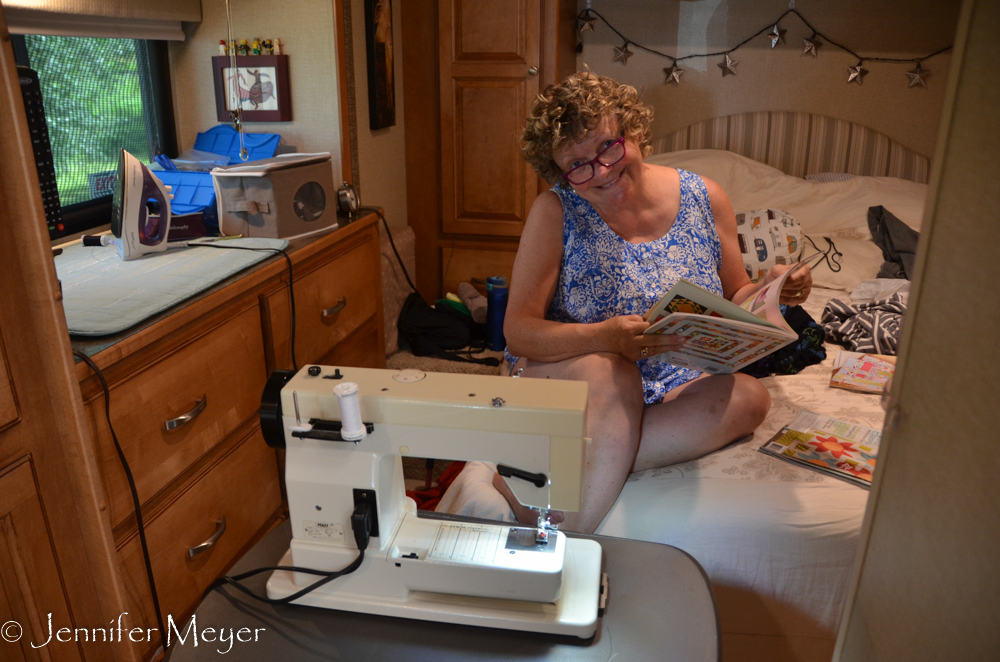 She kept herself happy and busy.