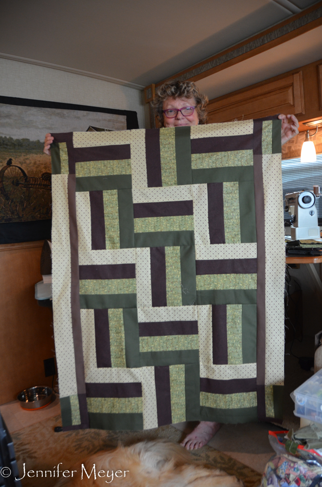 She made a quilt for Hospice.