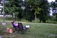 It backed ont a grassy basin.