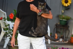 Neighbor Sharon, and her cat, Gracie.