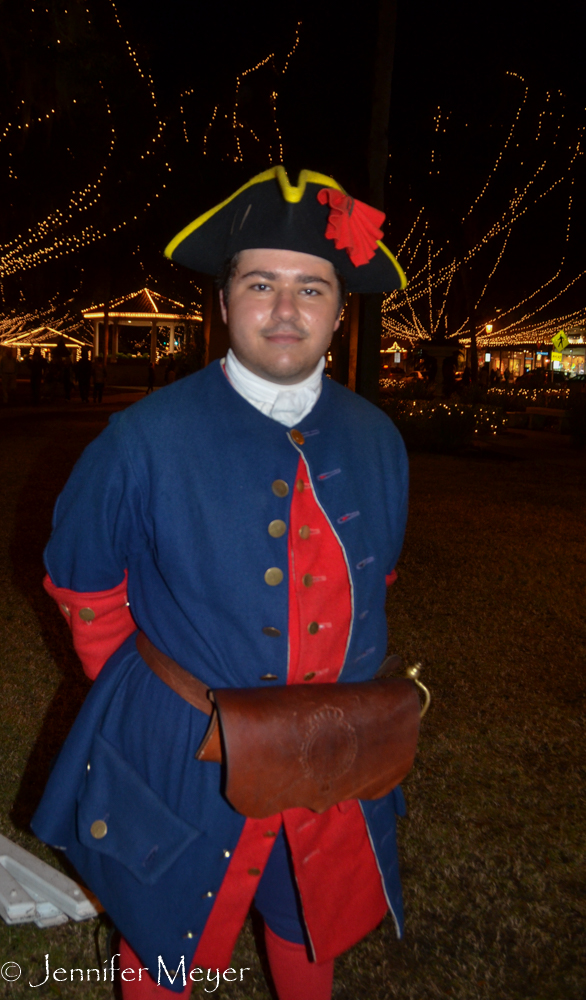 A national park volunteer in costume.