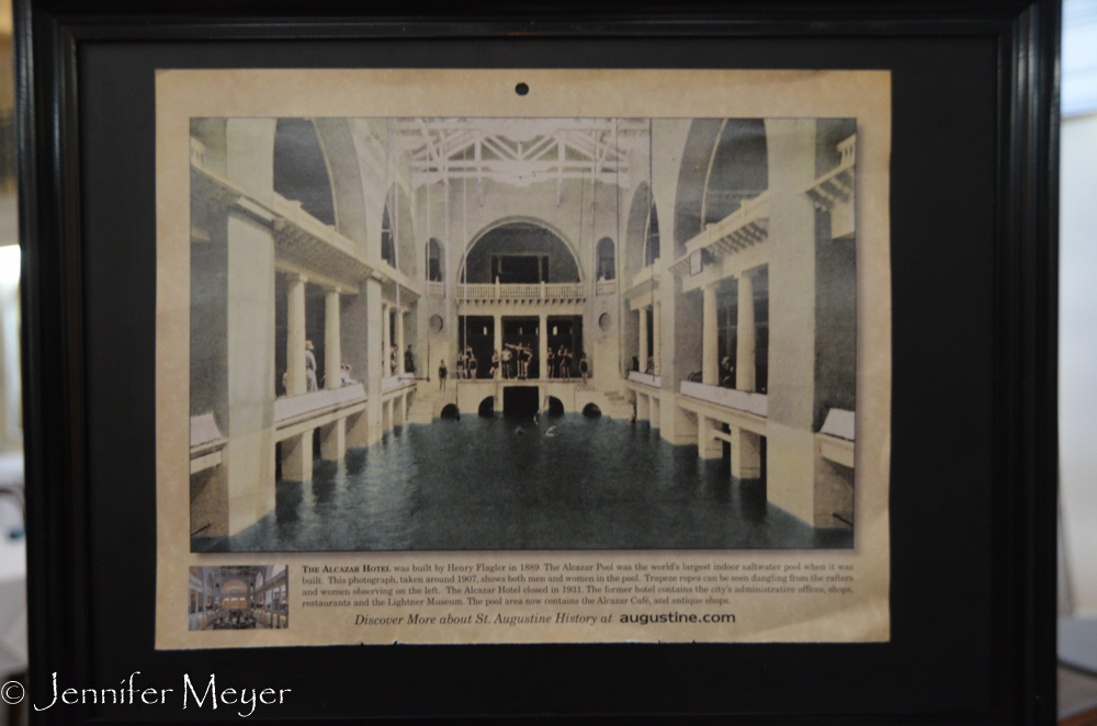 It used to be the largest indoor swimming pool, in the Alcazar Hotel.