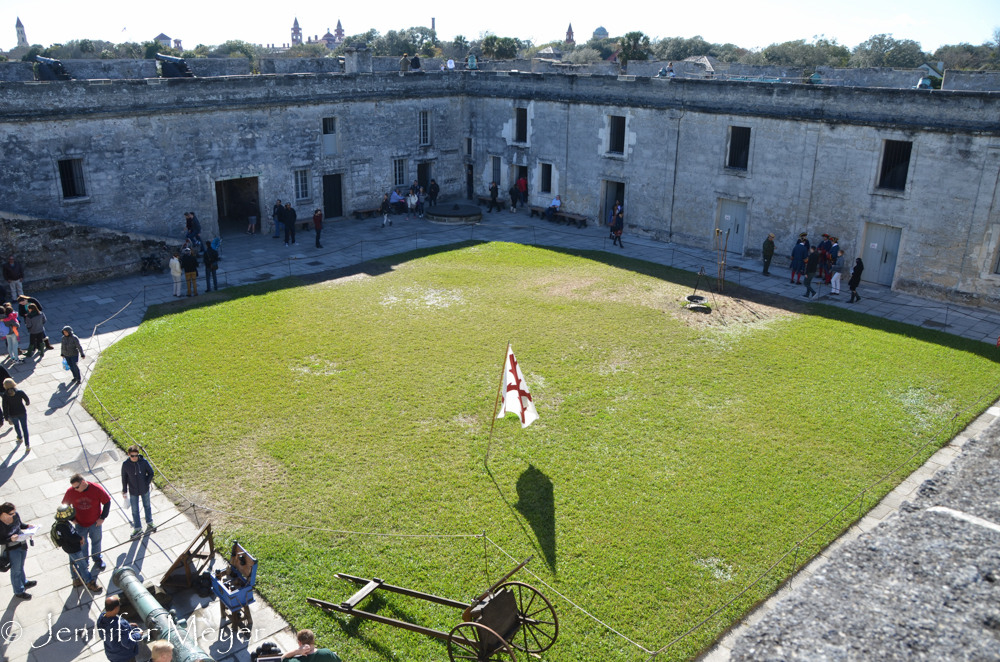 The courtyard below.