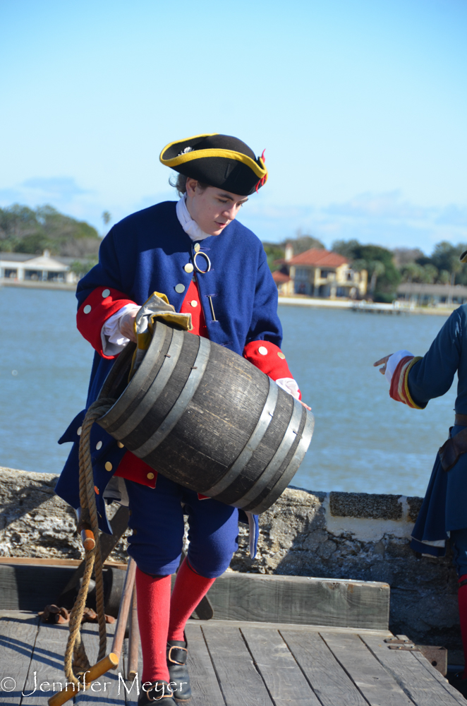 Mulan moves a barrel.