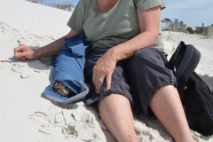 She burrowed into the sleeve of Kate's shirt.