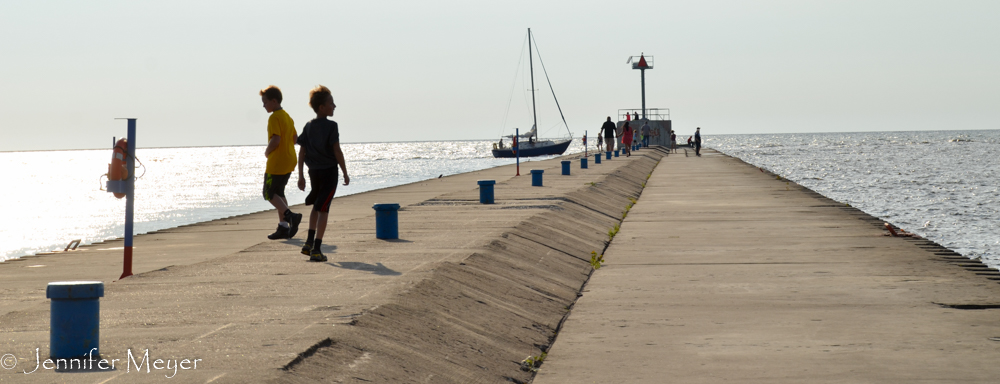 Adri's boys walking ahead.