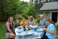 Sandy and Neal made steak and shrimp kabobs for dinner.