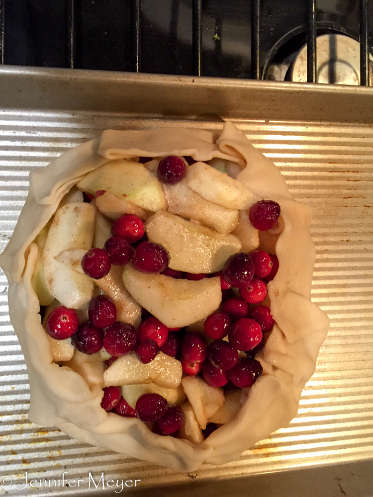 That night, Kate made an apple-cranberry gallete, barely making a dent in our cranberry haul.