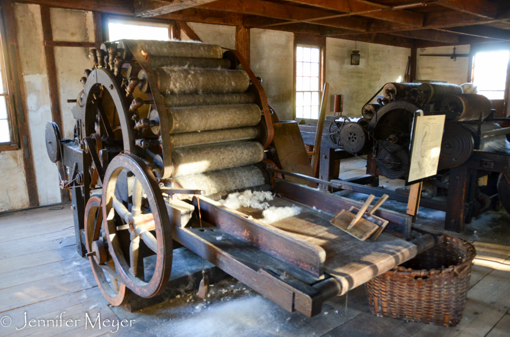 Making yarn.