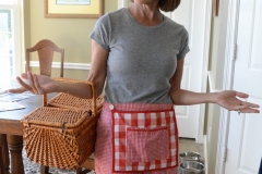 She also shows off her picnic shorts from Goodwill.