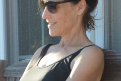 Beth watches Bailey swim.