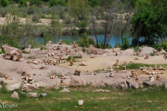 Rock cairns are a tradition by the river here.
