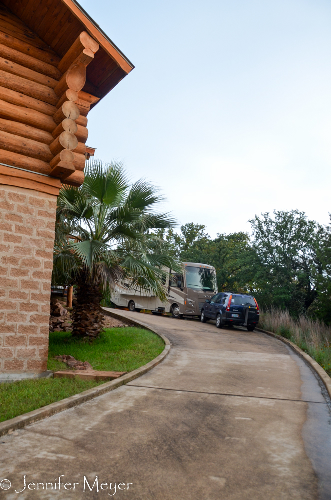 There's a very steep, curvy driveway.