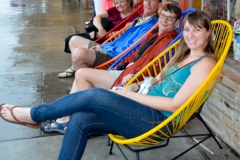 We hung out in the chairs, waiting for the rain to let up.