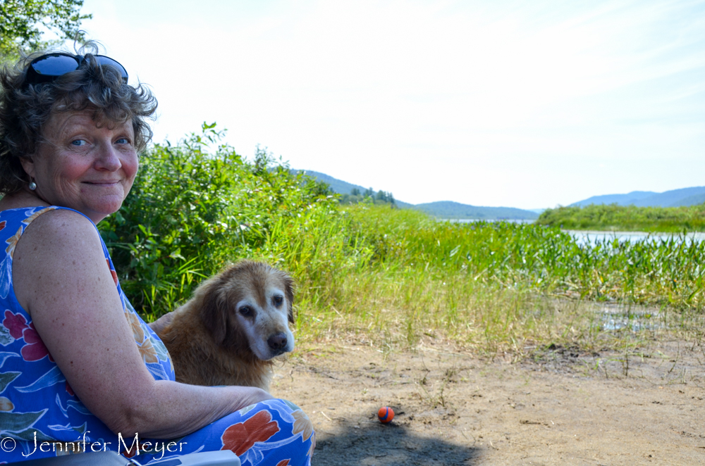 Kate with a wet dog.